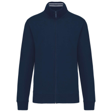 KARIBAN Férfi vastag cipzáras pulóver bordázott csíkos gallérral, Kariban KA456, Navy-XL