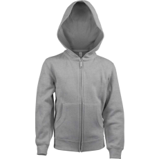 KARIBAN Gyermek cipzáras kapucnis pulóver, Kariban KA455, Oxford Grey-10/12