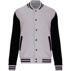 KARIBAN Gyermek patentos dzseki csíkos szélekkel, Kariban KA498, Oxford Grey/Black-12/14