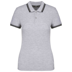 KARIBAN KA273 LADIE&- 039;S 2 STRIPED SHORT SLEEVED POLOSHIRT M