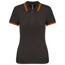 KARIBAN KA273 LADIE&- 039;S 2 STRIPED SHORT SLEEVED POLOSHIRT M