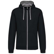 KARIBAN KA466 MEN'S CONTRAST HOODED FULL ZIP SWEATSHIRT L