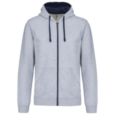 KARIBAN KA466 MEN'S CONTRAST HOODED FULL ZIP SWEATSHIRT S
