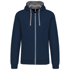 KARIBAN KA466 MEN&- 039;S CONTRAST HOODED FULL ZIP SWEATSHIRT 3XL férfi pulóver, kardigán