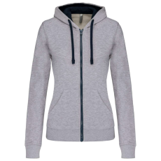 KARIBAN KA467 LADIES’ CONTRAST HOODED FULL ZIP SWEATSHIRT 2XL