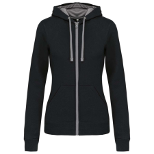 KARIBAN KA467 LADIES’ CONTRAST HOODED FULL ZIP SWEATSHIRT L munkaruha