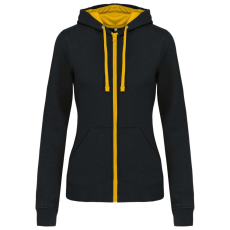 KARIBAN KA467 LADIES’ CONTRAST HOODED FULL ZIP SWEATSHIRT S