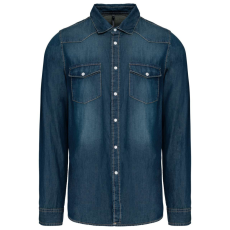 KARIBAN KA519 MEN'S LONG-SLEEVED DENIM SHIRT S