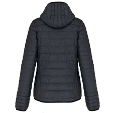 KARIBAN kapucnis bélelt meleg és ultrakönnyű Női kabát KA6111, Marl Dark Grey-M női dzseki, kabát