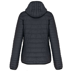 KARIBAN kapucnis bélelt meleg és ultrakönnyű Női kabát KA6111, Marl Dark Grey-S