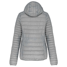 KARIBAN kapucnis bélelt meleg és ultrakönnyű Női kabát KA6111, Marl Silver-M