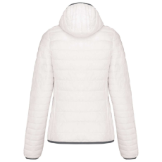 KARIBAN kapucnis bélelt meleg és ultrakönnyű Női kabát KA6111, White-2XL