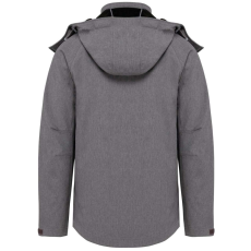 KARIBAN kapucnis softshell férfi dzseki KA413, Marl Grey-3XL