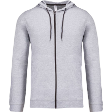 KARIBAN könnyű vékony unisex kapucnis cipzáras pulóver (póló) KA438, Oxford Grey-M