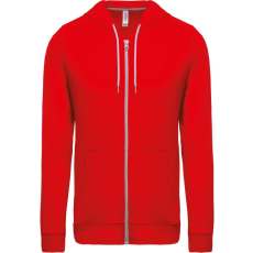 KARIBAN könnyű vékony unisex kapucnis cipzáras pulóver (póló) KA438, Red-S