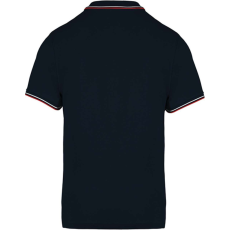 KARIBAN kontrasztcsíkos férfi rövid ujjú galléros piké póló KA250, Navy/Red/White-M