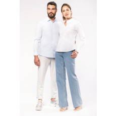 KARIBAN Női blúz Kariban KA510 Ladies’ Long-Sleeved Cotton poplin Shirt -2XL, Striped Pale Blue