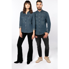 KARIBAN Női blúz Kariban KA518 Ladies&#039; Long-Sleeved Denim Shirt -XS, Blue Jean blúz
