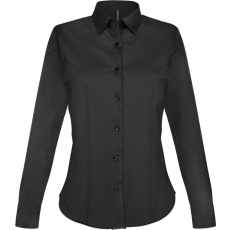KARIBAN Női blúz Kariban KA530 Ladies' Long-Sleeved Stretch Shirt -XL, Black