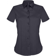 KARIBAN Női blúz Kariban KA532 Ladies' Short-Sleeved Cotton/Elastane Shirt -M, Navy