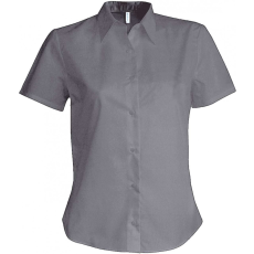 KARIBAN Női blúz Kariban KA536 Ladies' Short-Sleeved Oxford Shirt -XL, Oxford Silver
