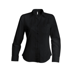 KARIBAN Női blúz Kariban KA542 Ladies' Long-Sleeved Cotton poplin Shirt -2XL, Black