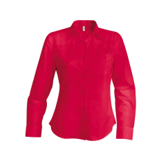 KARIBAN Női blúz Kariban KA542 Ladies' Long-Sleeved Cotton poplin Shirt -3XL, Classic Red