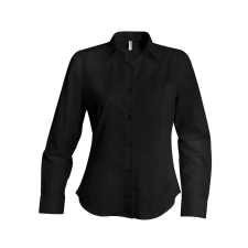 KARIBAN Női blúz Kariban KA542 Ladies&#039; Long-Sleeved Cotton poplin Shirt -L, Black blúz