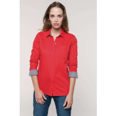 KARIBAN Női blúz Kariban KA585 Ladies’ nevada Long Sleeve Cotton Shirt -XL, Black