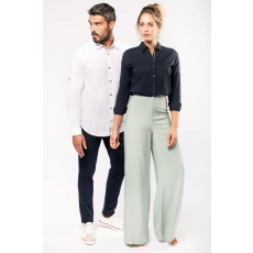 KARIBAN Női blúz Kariban KA589 Ladies' Long Sleeve Linen And Cotton Shirt -S, Navy