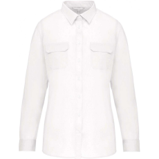 KARIBAN Női blúz Kariban KA591 Ladies' Long Sleeved Safari Shirt -2XL, White