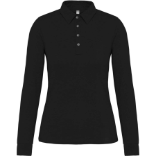 KARIBAN Női galléros hosszú ujjú jersey póló, Kariban KA265, Black-M férfi póló