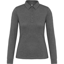 KARIBAN Női galléros hosszú ujjú jersey póló, Kariban KA265, Grey Heather-M női póló