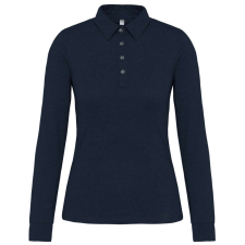 KARIBAN Női galléros hosszú ujjú jersey póló, Kariban KA265, Navy-XL női póló