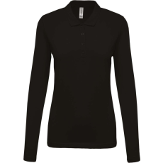 KARIBAN Női galléros hosszú ujjú piké póló, Kariban KA257, Black-2XL