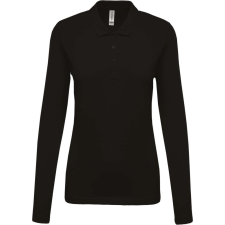 KARIBAN Női galléros hosszú ujjú piké póló, Kariban KA257, Black-XL női póló