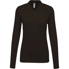 KARIBAN Női galléros hosszú ujjú piké póló, Kariban KA257, Dark Grey-2XL női póló