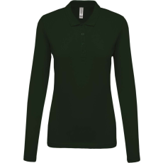 KARIBAN Női galléros hosszú ujjú piké póló, Kariban KA257, Forest Green-L