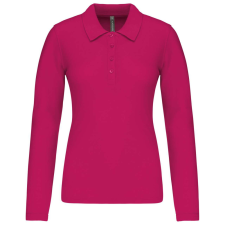 KARIBAN Női galléros hosszú ujjú piké póló, Kariban KA257, Fuchsia-3XL női póló
