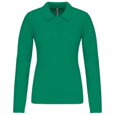 KARIBAN Női galléros hosszú ujjú piké póló, Kariban KA257, Kelly Green-3XL női póló
