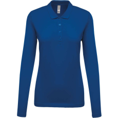 KARIBAN Női galléros hosszú ujjú piké póló, Kariban KA257, Light Royal Blue-3XL