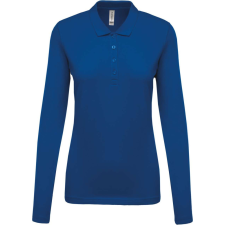 KARIBAN Női galléros hosszú ujjú piké póló, Kariban KA257, Light Royal Blue-M női póló