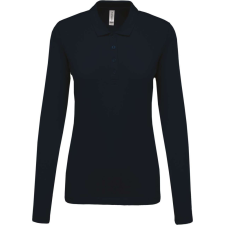 KARIBAN Női galléros hosszú ujjú piké póló, Kariban KA257, Navy-3XL női póló