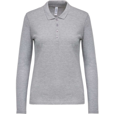 KARIBAN Női galléros hosszú ujjú piké póló, Kariban KA257, Oxford Grey-XL női póló
