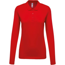 KARIBAN Női galléros hosszú ujjú piké póló, Kariban KA257, Red-3XL női póló