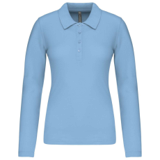 KARIBAN Női galléros hosszú ujjú piké póló, Kariban KA257, Sky Blue-L