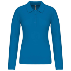 KARIBAN Női galléros hosszú ujjú piké póló, Kariban KA257, Tropical Blue-M