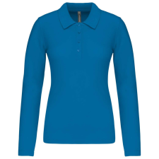 KARIBAN Női galléros hosszú ujjú piké póló, Kariban KA257, Tropical Blue-S női póló