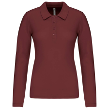 KARIBAN Női galléros hosszú ujjú piké póló, Kariban KA257, Wine-2XL női póló