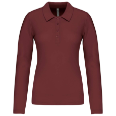 KARIBAN Női galléros hosszú ujjú piké póló, Kariban KA257, Wine-L